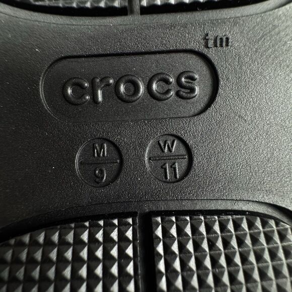 Crocs Mega Crush Women 11 Men 9 Black & Gold Triple Strap Platform Sandal New - Picture 8 of 9